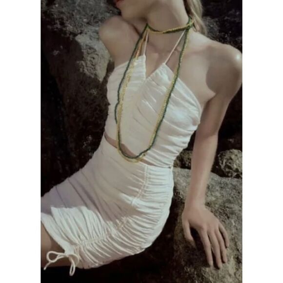 NWT Zara Draped Ruched High Waisted Mini Skirt in Ecru/Cream, Size Small - Picture 11 of 16